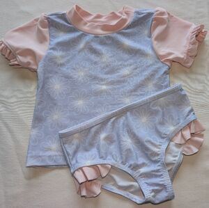 H&M Pink and White Rashguard Swimwear